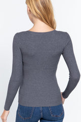 V-neck Viscose Rib Sweater | Mixtshop LLC