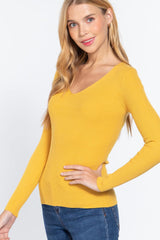 V-neck Viscose Rib Sweater | Mixtshop LLC