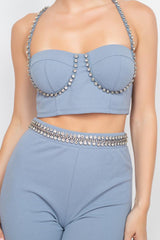 Stone Embellished Top And Pants Set | Mixtshop LLC