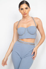 Stone Embellished Top And Pants Set | Mixtshop LLC