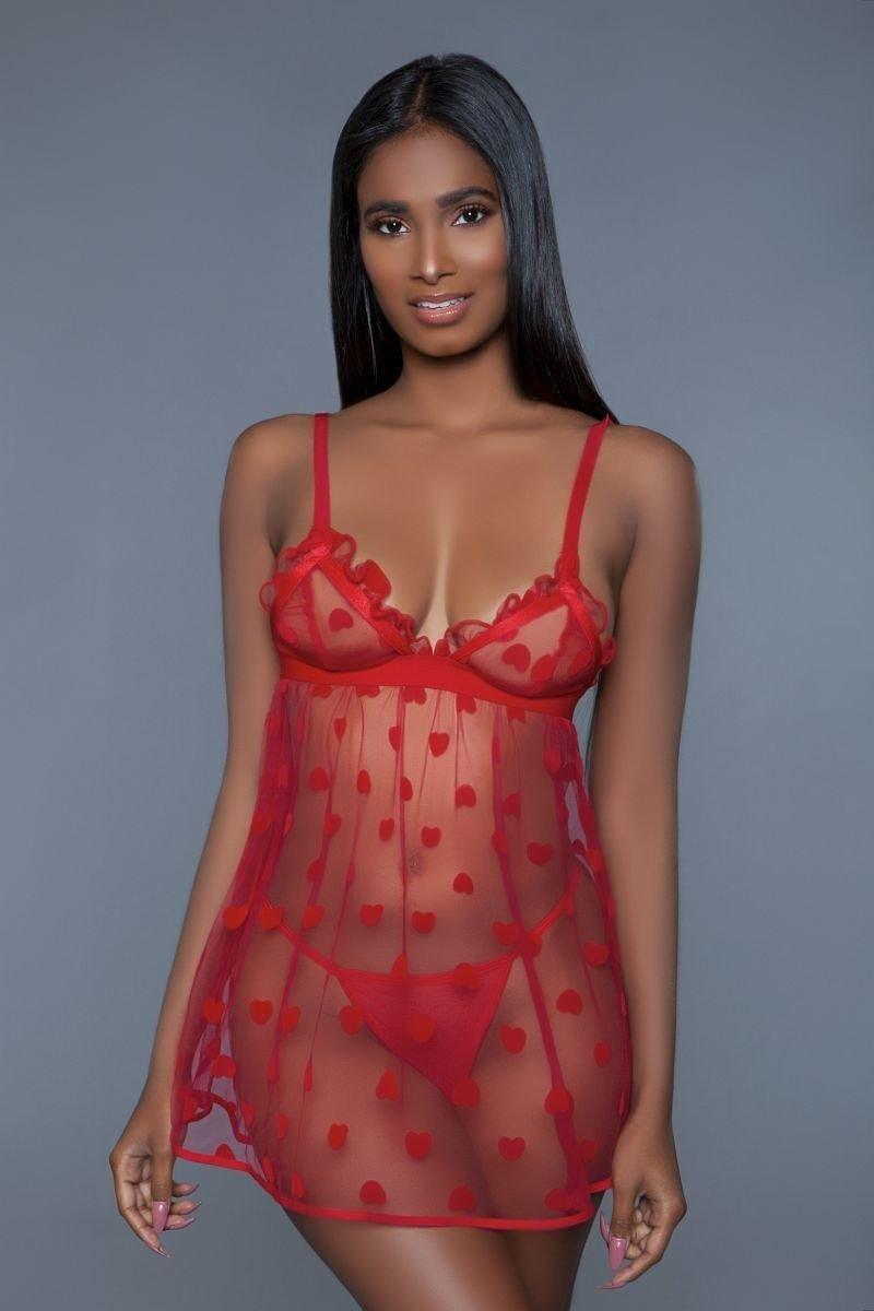 1 Piece Fine Mesh Heart Designed Slip Dress | Mixtshop LLC