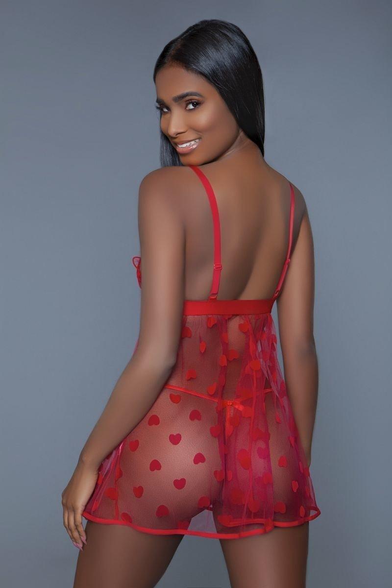 1 Piece Fine Mesh Heart Designed Slip Dress | Mixtshop LLC