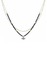 2 Layered Metal Seed Bead Evil Eye Pendant Necklace | Mixtshop LLC