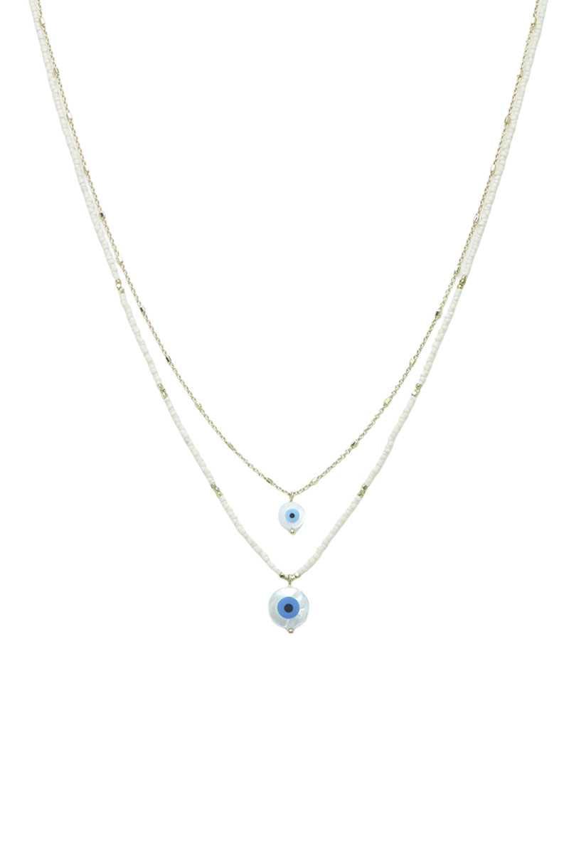Seed Bead Evil Eye Pendant Layered Necklace | Mixtshop LLC