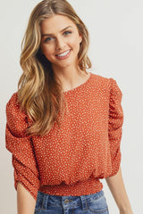 Smocked Band Top With Shirring Puff Sleeve | Mixtshop LLC