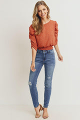 Smocked Band Top With Shirring Puff Sleeve | Mixtshop LLC