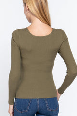 Long Slv V-neck Knotted Sweater | Mixtshop LLC