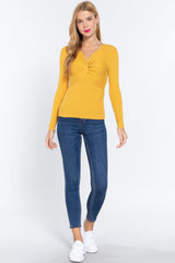 Long Slv V-neck Knotted Sweater | Mixtshop LLC