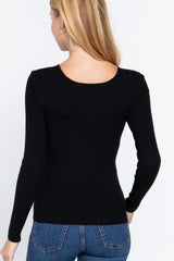Long Slv V-neck Knotted Sweater | Mixtshop LLC