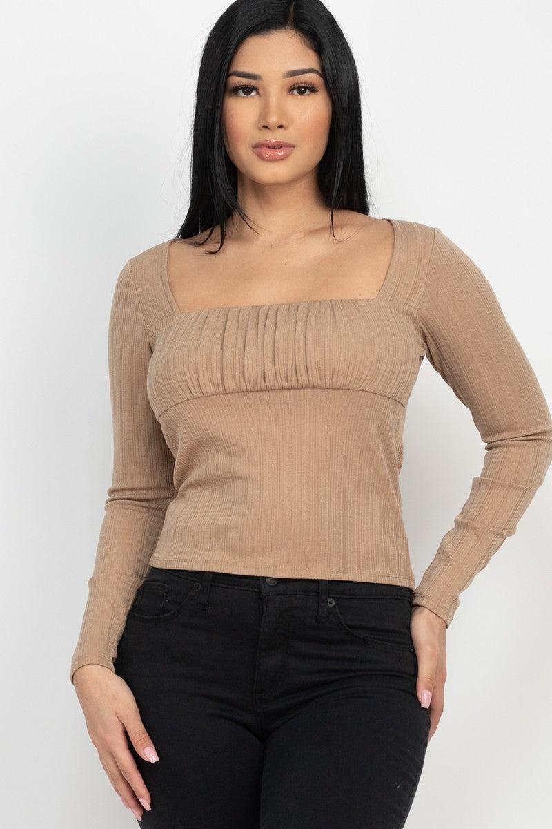 Shirred Square Neck Top | Mixtshop LLC
