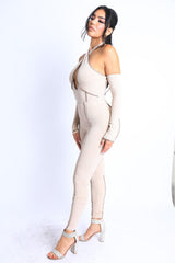 Overlock Detailed Cross Halter Keyhole Neck Off Shoulder Set | Mixtshop LLC