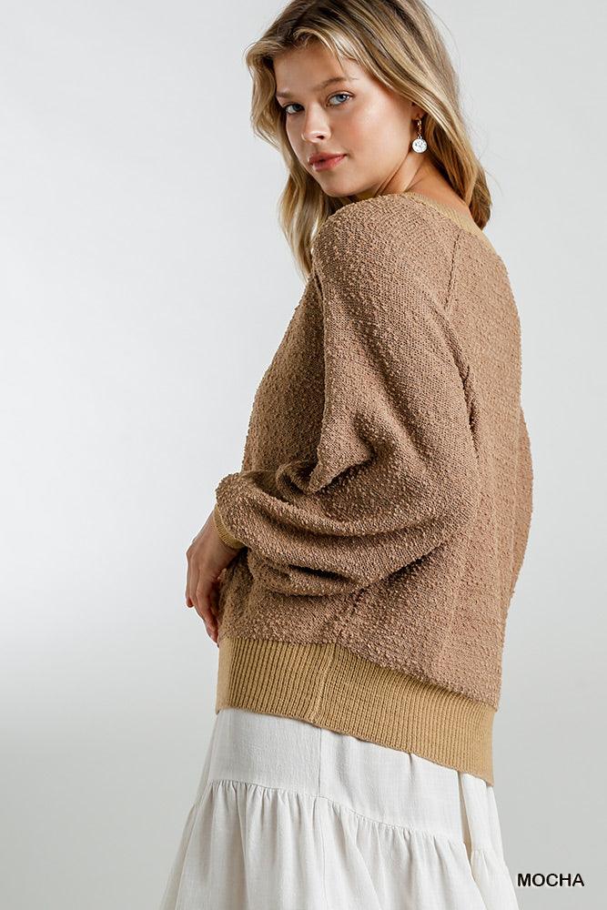 Puff Sleeve Boat Neck Sweater | Mixtshop LLC