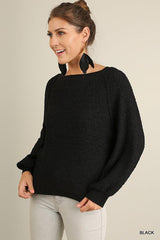 Puff Sleeve Boat Neck Sweater | Mixtshop LLC