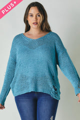 Plus Solid Round Neck Sweatrer | Mixtshop LLC