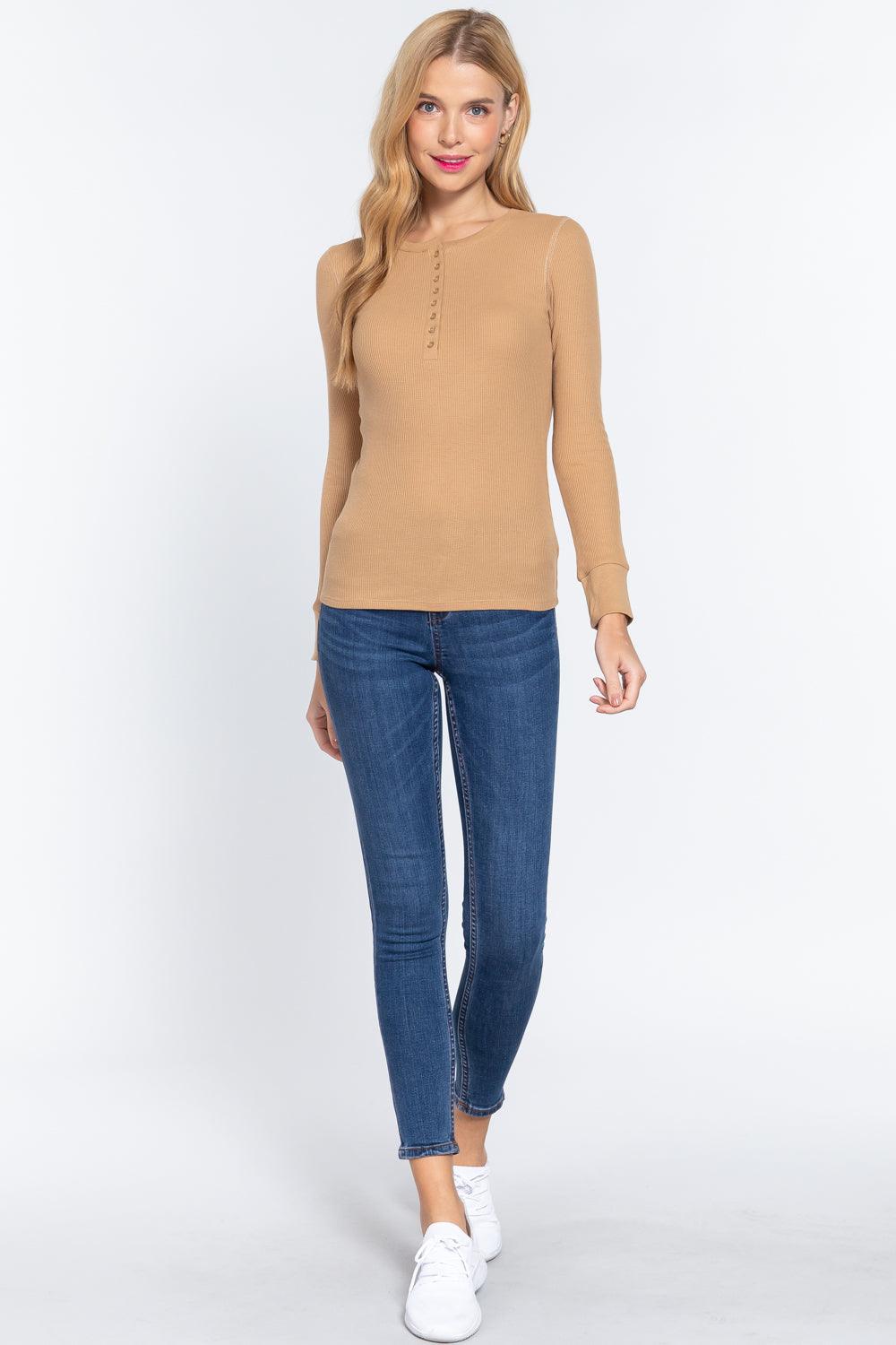 Long Slv Henley Thermal Top | Mixtshop LLC