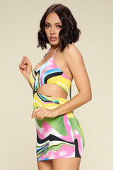 Multi Color Dress With Front Cut Out | Mixtshop LLC