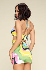 Multi Color Dress With Front Cut Out | Mixtshop LLC