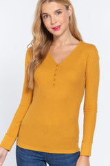 Long Slv V-neck Placket Thermal Top | Mixtshop LLC