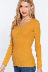 Long Slv V-neck Placket Thermal Top | Mixtshop LLC