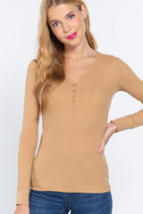 Long Slv V-neck Placket Thermal Top | Mixtshop LLC