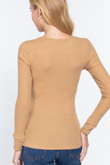 Long Slv V-neck Placket Thermal Top | Mixtshop LLC