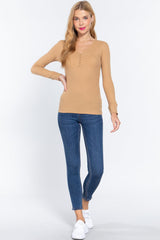 Long Slv V-neck Placket Thermal Top | Mixtshop LLC