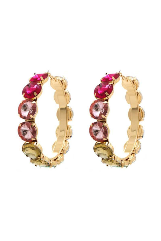 Rhinestone 3.25 Inch Classic Hoop Earring | Mixtshop LLC