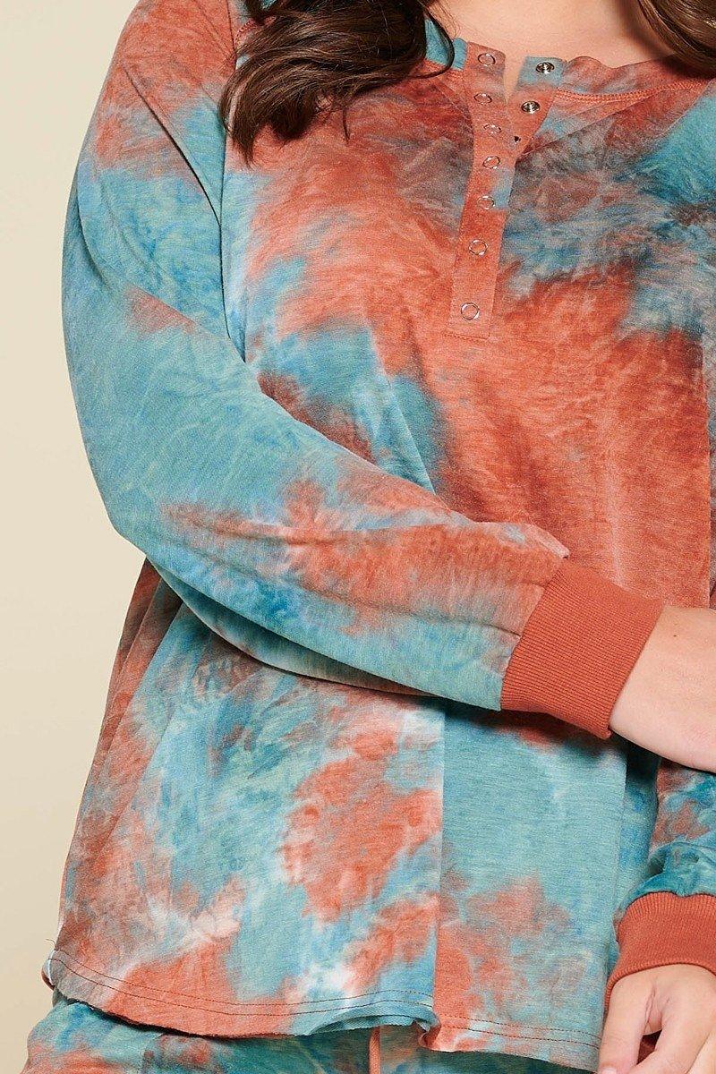 Tie-dye Printed French Terry Knit Loungewear Sets | Mixtshop LLC