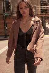 A Faux Leather And Lace Camisole Top | Mixtshop LLC