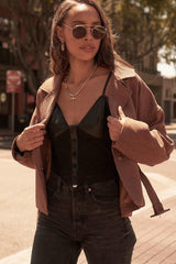 A Faux Leather And Lace Camisole Top | Mixtshop LLC