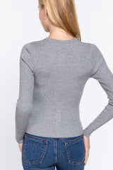 Long Slv Crew Neck Basic Cardigan | Mixtshop LLC