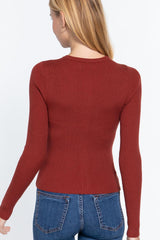 Long Slv Crew Neck Basic Cardigan | Mixtshop LLC