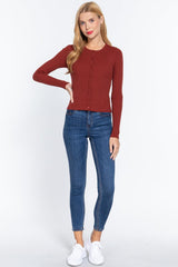 Long Slv Crew Neck Basic Cardigan | Mixtshop LLC