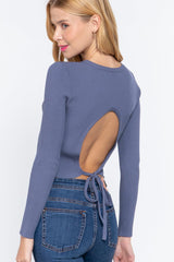 Long Slv Open Back Sweater Top | Mixtshop LLC