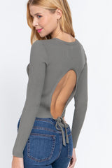 Long Slv Open Back Sweater Top | Mixtshop LLC