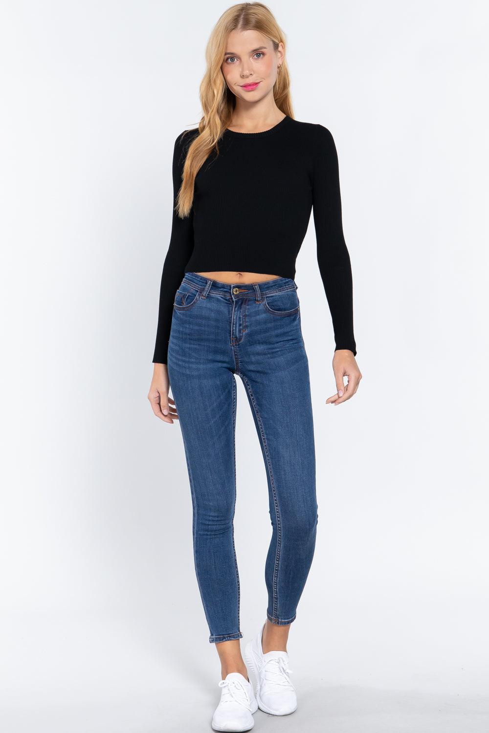 Long Slv Open Back Sweater Top | Mixtshop LLC