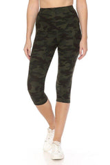Multi-color Print, Cropped Capri Leggings In A Fitted Style With A Banded High Waist | Mixtshop LLC