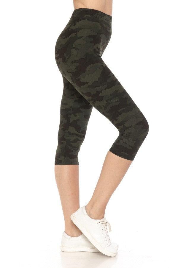 Multi-color Print, Cropped Capri Leggings In A Fitted Style With A Banded High Waist | Mixtshop LLC