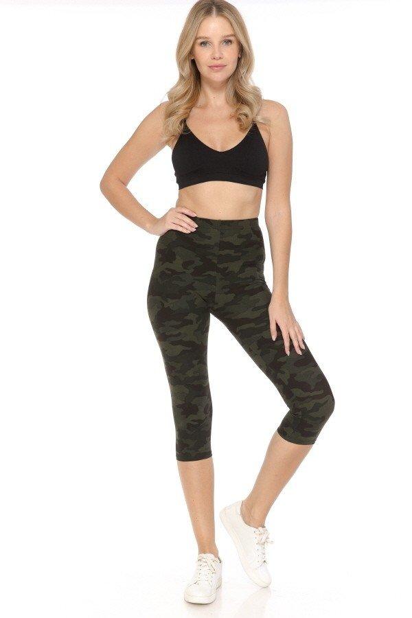 Multi-color Print, Cropped Capri Leggings In A Fitted Style With A Banded High Waist | Mixtshop LLC