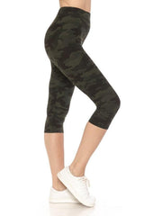 Multi-color Print, Cropped Capri Leggings In A Fitted Style With A Banded High Waist | Mixtshop LLC