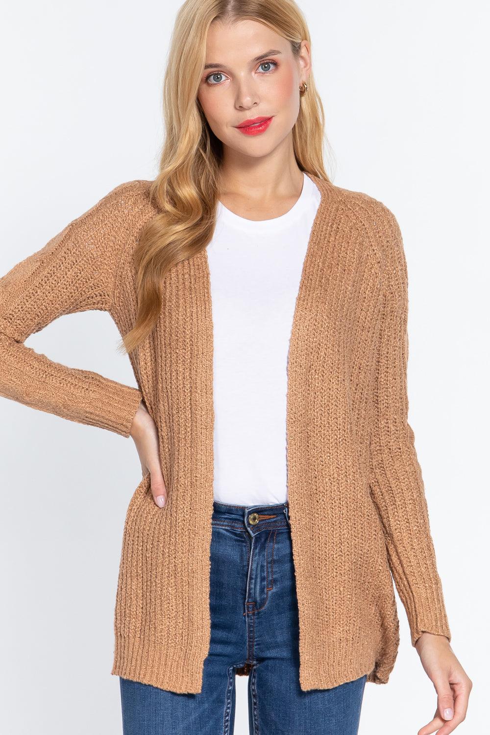 Long Slv Open Front Sweater Cardigan | Mixtshop LLC