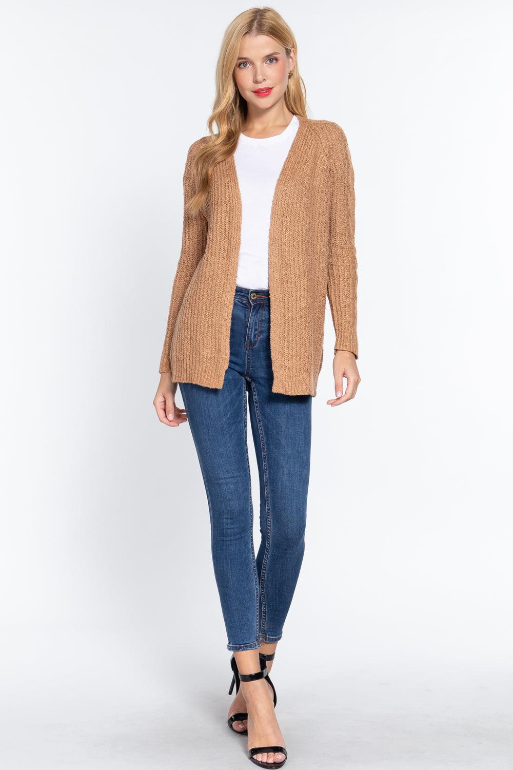 Long Slv Open Front Sweater Cardigan | Mixtshop LLC