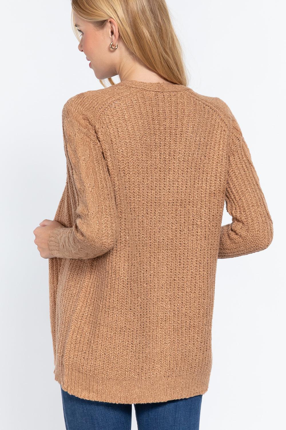 Long Slv Open Front Sweater Cardigan | Mixtshop LLC