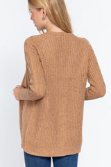 Long Slv Open Front Sweater Cardigan | Mixtshop LLC