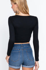 Long Slv Surplice Wrap Rib Knit Top | Mixtshop LLC