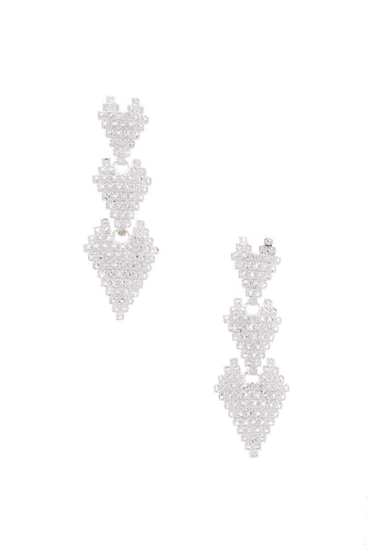 Triple Rhinestone Heart Earring | Mixtshop LLC