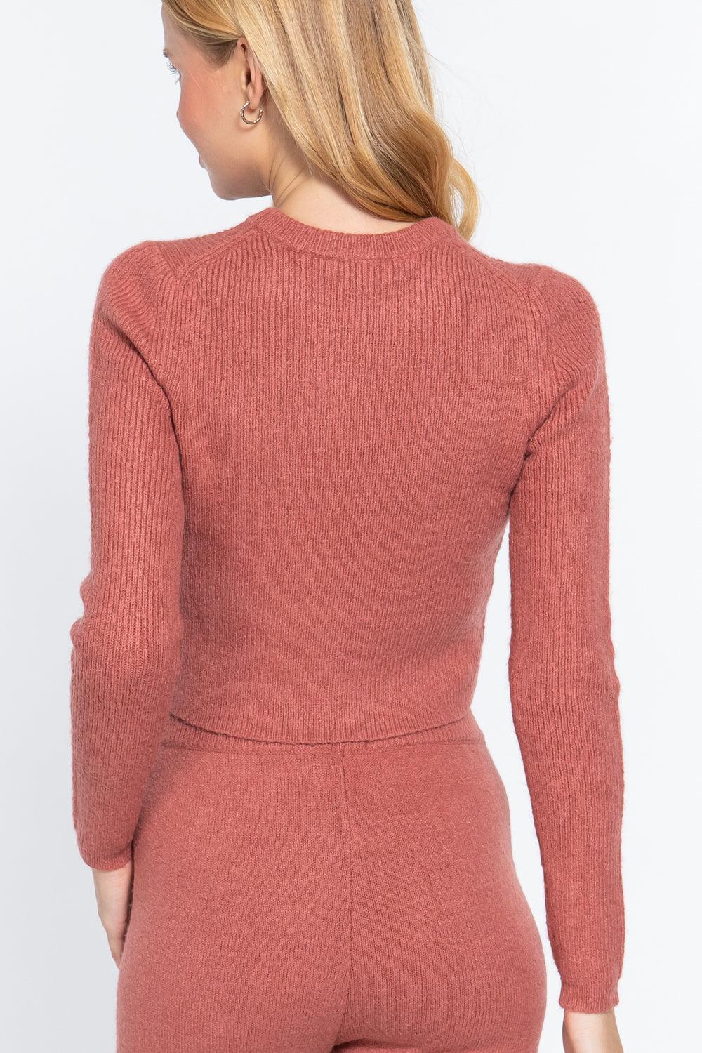 Long Slv Crew Neck Sweater Top | Mixtshop LLC