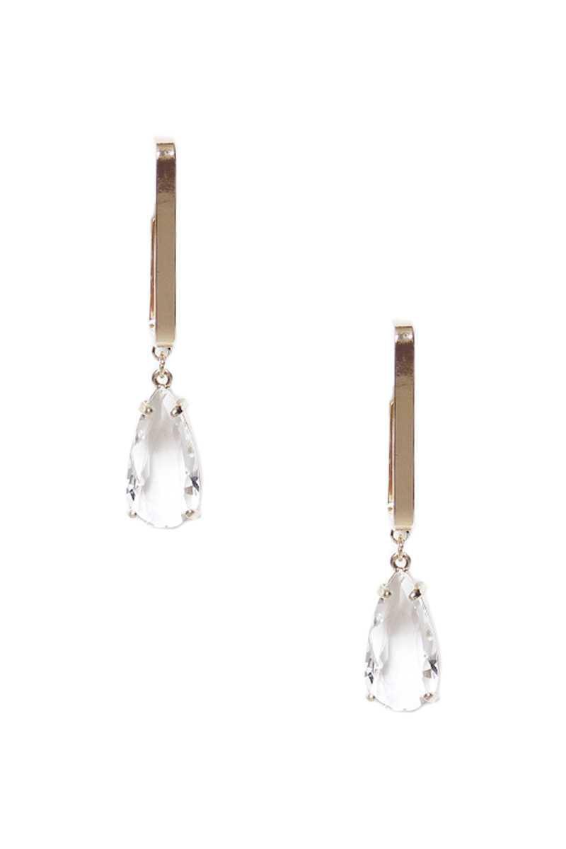 Metal Rectangle Clear Stone Dangle Earring | Mixtshop LLC