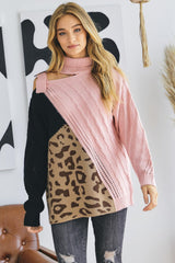Turtle Neck Color Block Cutout Sweater | Mixtshop LLC