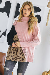 Turtle Neck Color Block Cutout Sweater | Mixtshop LLC